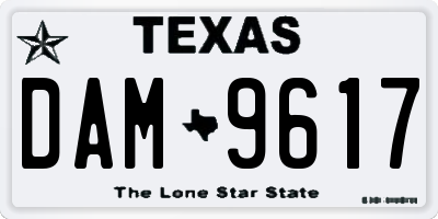 TX license plate DAM9617
