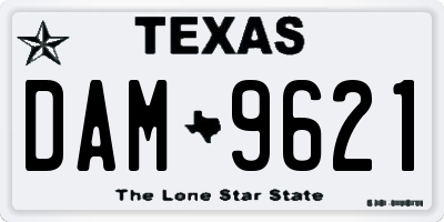 TX license plate DAM9621