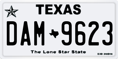 TX license plate DAM9623