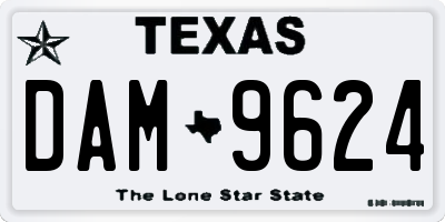 TX license plate DAM9624