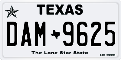 TX license plate DAM9625