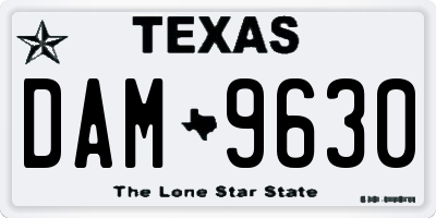 TX license plate DAM9630