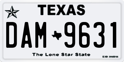 TX license plate DAM9631