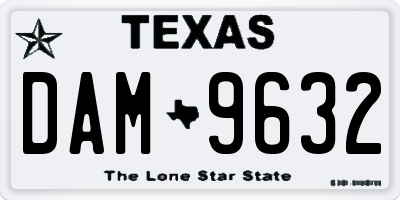 TX license plate DAM9632