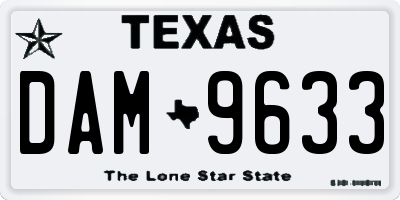 TX license plate DAM9633