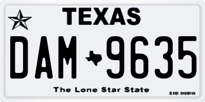 TX license plate DAM9635