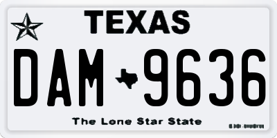 TX license plate DAM9636