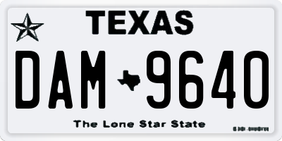 TX license plate DAM9640