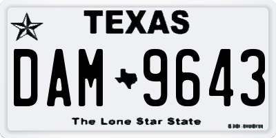 TX license plate DAM9643