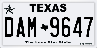 TX license plate DAM9647