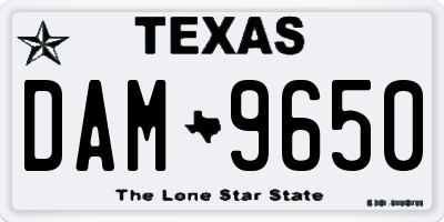 TX license plate DAM9650