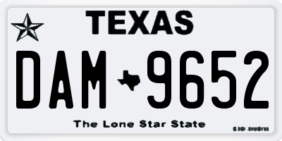 TX license plate DAM9652