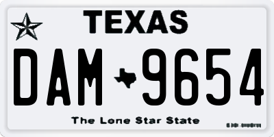 TX license plate DAM9654