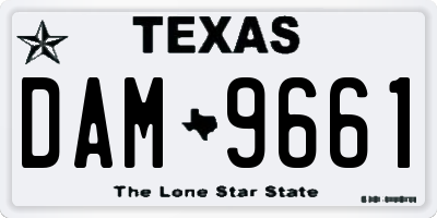 TX license plate DAM9661
