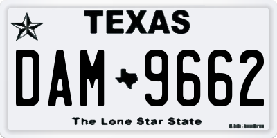 TX license plate DAM9662