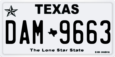 TX license plate DAM9663