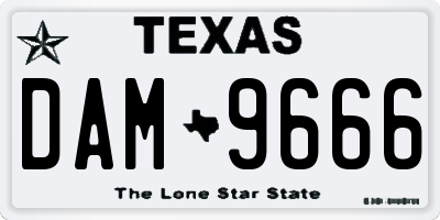 TX license plate DAM9666