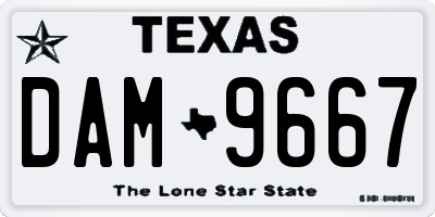 TX license plate DAM9667