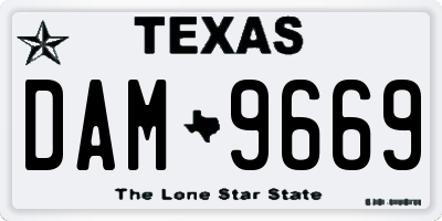TX license plate DAM9669