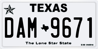 TX license plate DAM9671