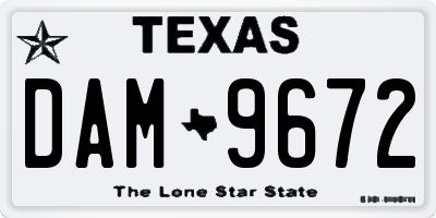 TX license plate DAM9672