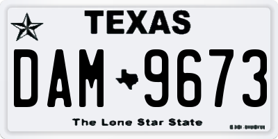 TX license plate DAM9673