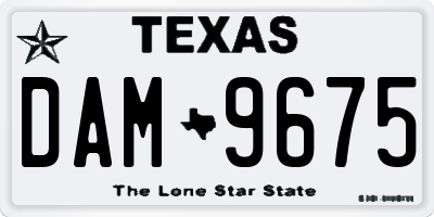 TX license plate DAM9675
