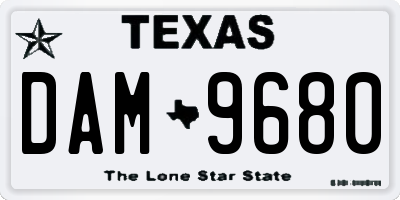 TX license plate DAM9680