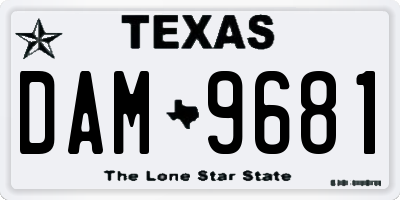 TX license plate DAM9681