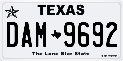 TX license plate DAM9692