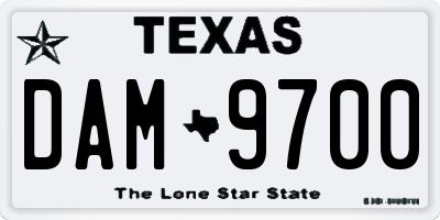 TX license plate DAM9700