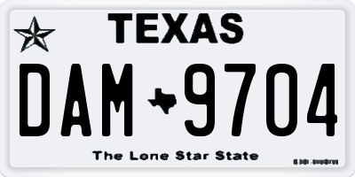 TX license plate DAM9704