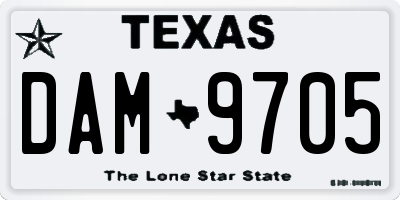 TX license plate DAM9705