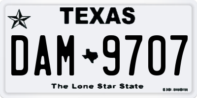 TX license plate DAM9707