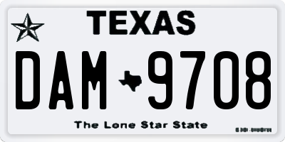 TX license plate DAM9708