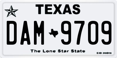 TX license plate DAM9709