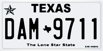 TX license plate DAM9711