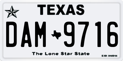 TX license plate DAM9716