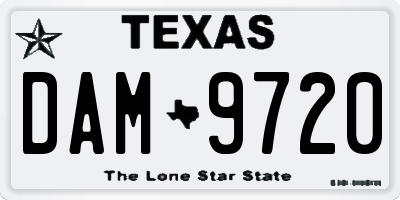 TX license plate DAM9720