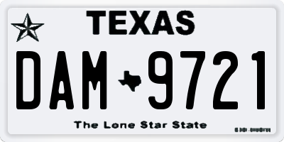 TX license plate DAM9721