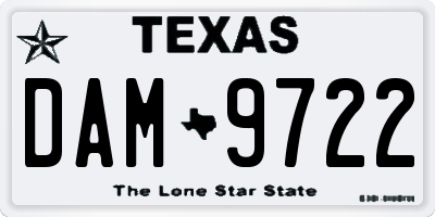 TX license plate DAM9722