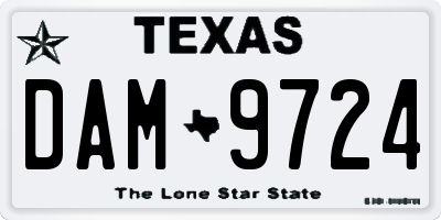 TX license plate DAM9724