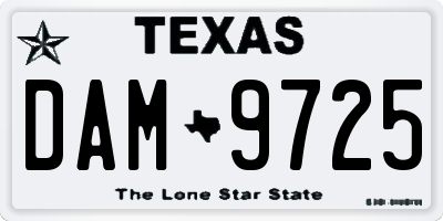 TX license plate DAM9725