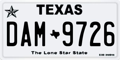TX license plate DAM9726