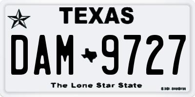 TX license plate DAM9727