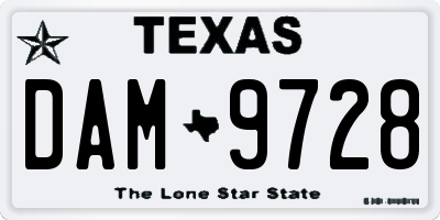 TX license plate DAM9728