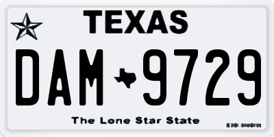 TX license plate DAM9729