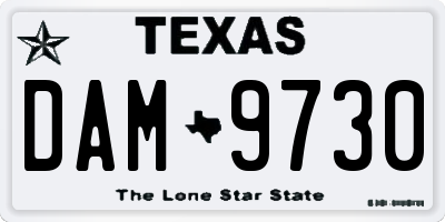 TX license plate DAM9730