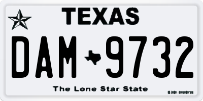 TX license plate DAM9732