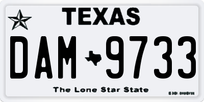 TX license plate DAM9733